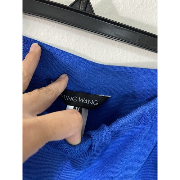 Ming Wang Pants 1X Royal Blue Womens Cut Out Detail Ankle Stretch Career New - Picture 9 of 12